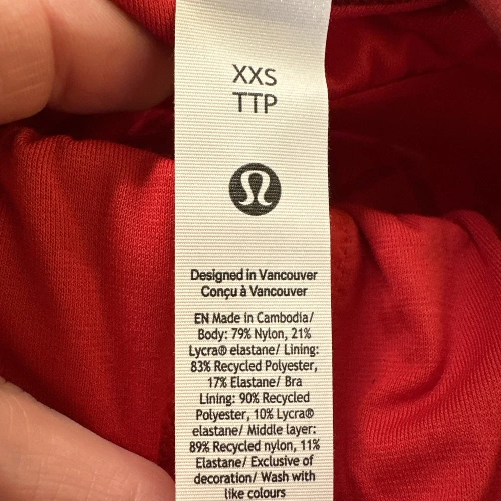 NWT Lululemon XXS Red Textured Mesh Tennis Tank Crop Built‎ In Bra Align LW1FJVS